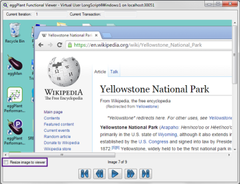 The Eggplant Functional Viewer with the image full size in Eggplant Performance Test Controller