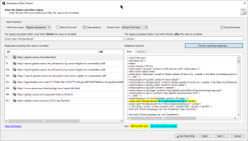 Set before and after values using regular expressions in the Generation Rules wizard