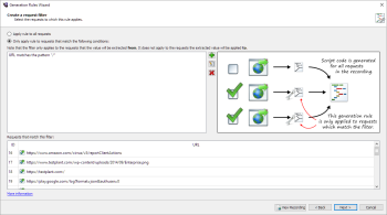 Generation rules filter window in Eggplant Performance Studio