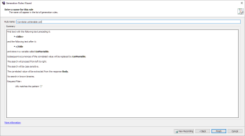 Rule Name Page in the Generation Rules wizard