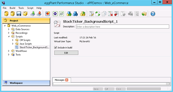 A background script in eggPlant Performance Studio