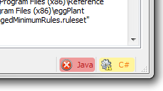An error and a warning shown in the lower-right corner of the Build output section of eggPlant Performance Studio