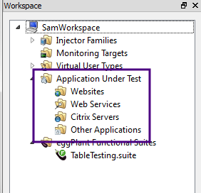 The Applications Under Test folder