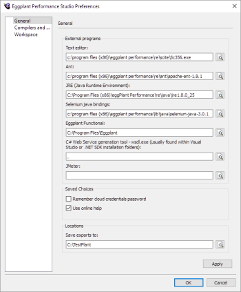 The General Preferences dialog box