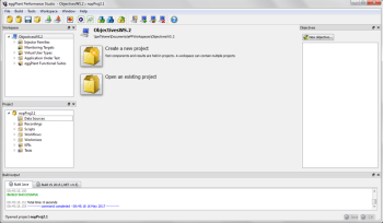The Eggplant Performance Studio UI with the default panels showing