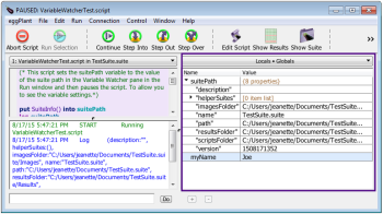 Run（実行）ウィンドウでのVariable Watcher（変数ウォッチャー）