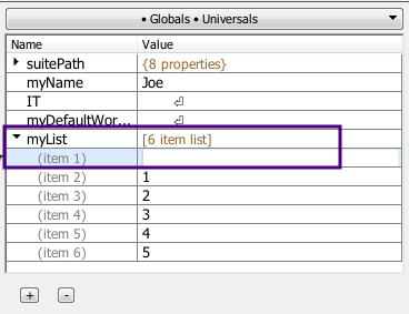 挿入した新規リスト項目のVariable Watcher（変数ウォッチャー）