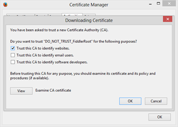Firefox Download Certificate window Firefox Download Certificate window