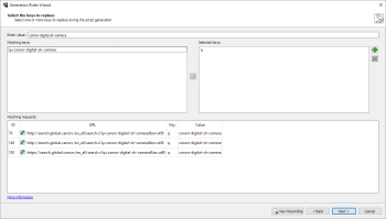 Select the replacment value page for a Replace Key Value rule in the Rules Generation Wizard