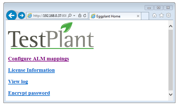 Eggplant Integrations for HP ALM Home page