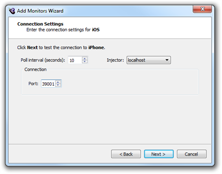 Monitoring connection settings for iOS