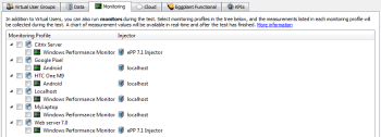Monitoring tab in Eggplant Performance Test View