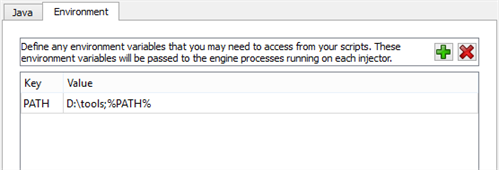 Environment setup tab