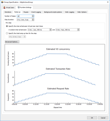 Ramp-up tab in the Runtime Settings of the Group Specification dialog box