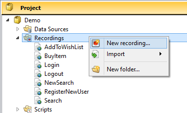 Creating a new recording in Eggplant Performance
