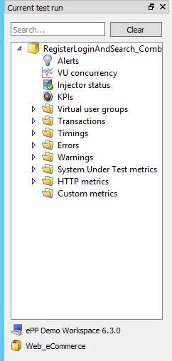 The Current test run section of the Eggplant Performance Test Controller UI