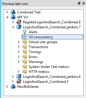 The Previous test runs area of the Eggplant Performance Test Controller UI