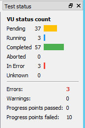 The Test status area of the Eggplant Performance Test Controller UI
