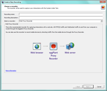 Choose a Recorder panel in the Create a New Recording Wizard
