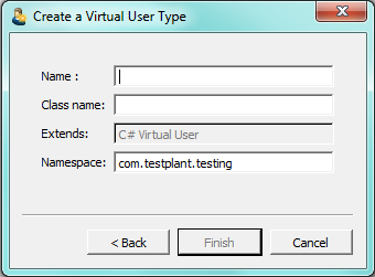 Create a Virtual User Type dialog box