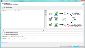Create Request Filter panel in the Generation Rules Wizard with filters added