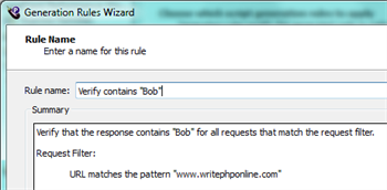 Rule Name panel in the Generation Rules Wizard