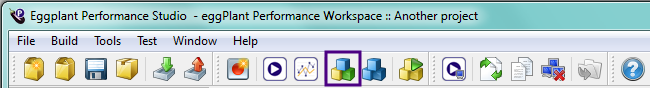 The eggPlant Performance Studio toolbar with the Build icon highlighted