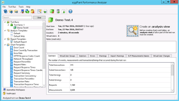 Imported test open in Analyzer