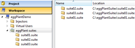 Workspace view in eggPlant Performance Studio