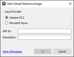 Add Virtual Machine Image dialog in Eggplant Performance