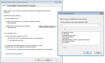 Certificate path validation settings