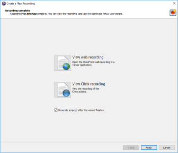 The Citrix StoreFront recording is complete