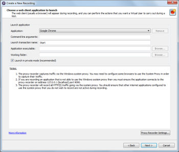 Choose a web client application to launch