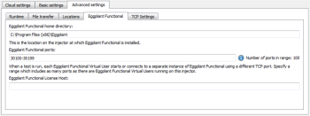 Eggplant Functional injector options tab in Eggplant Performance