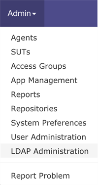 Eggplant Manager LDAP Administrator menu