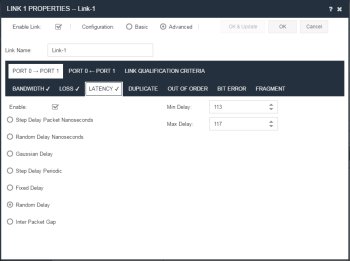 Latency options for a link in Eggplant Network