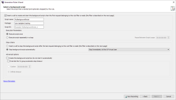 The Background Script Rule page in the Rules Generation wizard