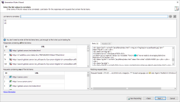 Enter list values to correlate page in the  Rules Generation wizard