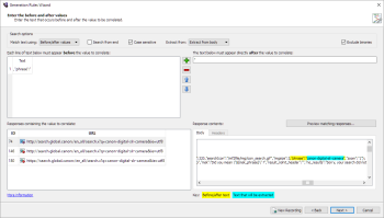 Enter before and after values page for a data list correlation rule in the Rules Generation wizard