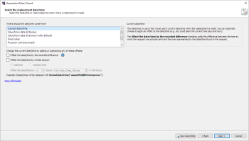 Replacement date/time in the Generation Rules Wizard