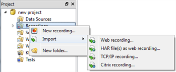 Import HAR file dialog 