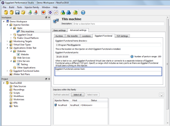 Eggplant Functionall License Host field in the injector family properties