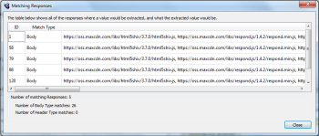 The Matching Responses window