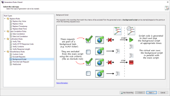 Select a Rule Type page with the Background Script rule selected in the Rules Generation Wizard