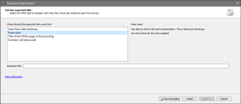 Set expected title page when Verify Title rule is selected in the Rules Generation Wizard