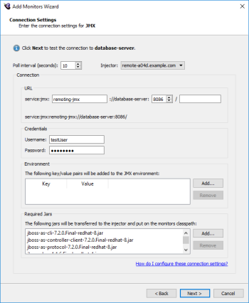 JMX connection options in the Add Monitors Wizard in [General.EpP%] [General.Studio%]