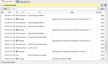 Viewing the VU event log in Eggplant Performance Test Controller