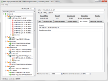 The Web Replay panel showing web traffic during a test in eggPlant Performance Test Controller