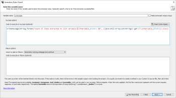 Enter variable name for extraction on data correlation rule in Generation Rules wizard