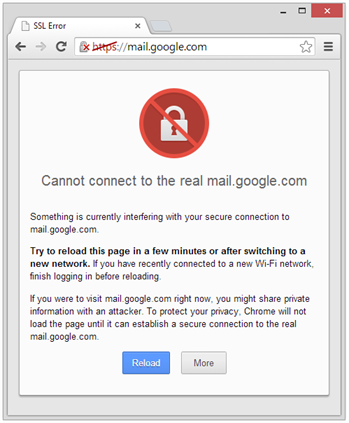 SSL error dialog in Chrome